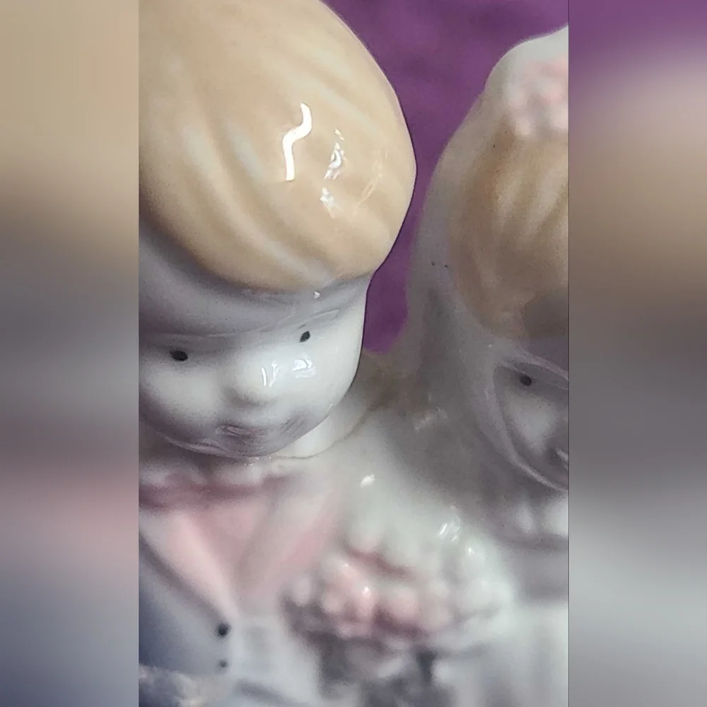 Vintage Bride & Groom Wedding Cake Porcelain Topper